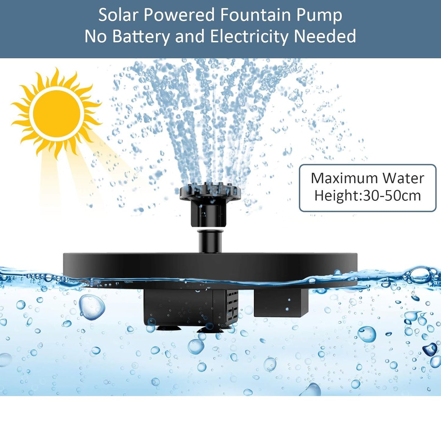 Solar Bath Fountain with 6 Nozzle